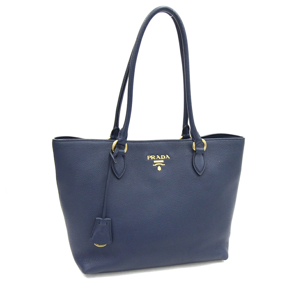 Prada tote bag Navy Blue leather shoulder